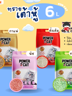 [1 ถุง] POWER CAT ทรายแมวเต้าหู้พาวเวอร์แคท จับก้อนแน่น ไร้ฝุ่น ควบคุมกลิ่นดีเยี่ยม 6L
