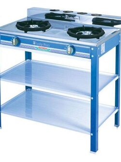 LUCKY FLAME เตาเเก๊ส ชั้นคู่ 2 ชั้น เคลือบสี หน้าสแตนเลส รุ่น LF402