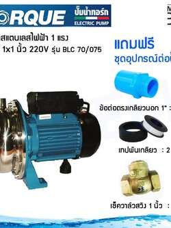 TORQUE ปั๊มสแตนเลส 1HP ขนาด 1x1 นิ้ว รุ่น BLC 70/075 พร้อมชุดอุปกรณ์ต่อปั๊มน้ำ