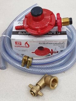 ข้อต่อปิคนิค สำหรับแปลงถัง 4 กก. ได้ทุกยี่ห้อ พร้อม SCG หัวปรับแรงดันต่ำ เกลียวทองเหลือง รุ่น R326 สาย 2 ม. ตัวรัด 2 ตัว