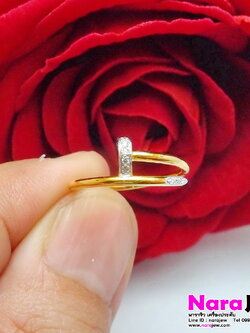 แหวนเพชร ตะปู ประดับเพชรแท้ 0.05 ct น้ำขาว 97 ทองคำแท้ 9K