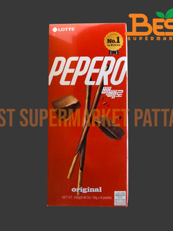 ล็อตเต้ บิสกิตแท่งเคลือบรสช็อกโกแลต 30กรัม. x 8แพ็ค.Lotte Brand.Pepero Original 30g. x 8packs