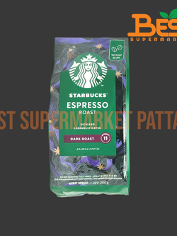 สตาร์บัคส์ เอสเพรสโซ ดาร์ก โรสต์ เมล็ดกาแฟแท้ 200 กรัม.Starbucks.Espresso Roast 200g.Dark Roast.