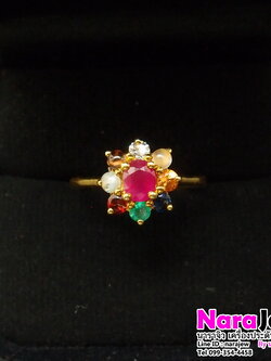 แหวนทับทิมพม่า ล้อม พลอยนพเก้า พลอยแท้ตามตำรา ใส่เสริมสิริมงคล ทองแท้ เพชรแท้