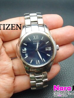 นาฬิกา Citizen รุ่น ECODRIVE หน้าปัดสีน้ำเงิน สายสแตนเลส นาฬิกาหลุดจำนำ ** ความยาวข้อมือ 18 ซม. สามารถลดข้อสายได้ อีก 3 ข้อ ประมาณ 2 ซม **