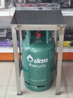 โต๊ะวางเตาแก๊ส ไม่รวมถังแก๊ส วางถังด้านล่างได้ ไม่มีรูขวด สแตนเลสทั้งตัว ประหยัดพื้นที่ ขนาด 42.5x48x75 ซม ปีกกันตก 2 ซม