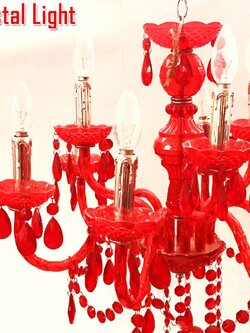 MJ-Tech Crystal Light โคมระย้าคริสตัล โคมไฟแขวนคริสตัล 9 ขา มี 3 สี แถมฟรี หลอดไฟ จำนวน 9 ดวง