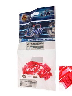 LINK US-1051-2 CAT 5E RJ45 หัวแลนตัวผู้ สีแดง (1 แพ็ค 10 หัว)