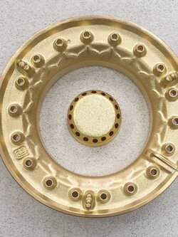 ฝาเฝืองทองเหลืองแท้ 100% วงนอก+วงใน LUCKY FLAME หัวเตา รุ่น AT-101,102