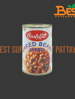 คัสเทลล่า ถั่วขาวในซอสมะเขือเทศปรุงรส 425 กรัม Castella Baked Beans in Tomato Sauce 425 g.