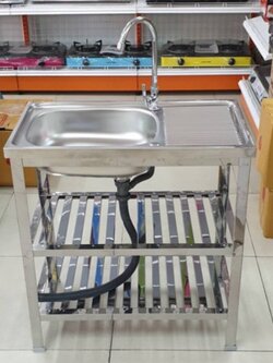 Daimon ตราเพชร ซิงค์ล้างจาน อ่างล้างจาน สแตนเลสทั้งตัว ชั้นล่าง 2 ชั้น ขนาด 73.5x43.5x77 ซม.