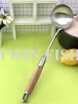 SL-787 กระบวยด้ามสเตนเลส+ไม้ สเตนเลสเกรด 304