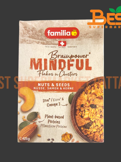 แฟมิเลีย ธัญพืชอบกรอบผสมถั่วและธัญพืชต่างๆ 425 กรัม.Familia Flakes n' Clusters Nut & Seeds 425 g.