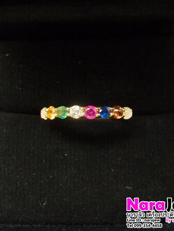 แหวนนพเก้าแถว พลอยแท้ตามตำรา ใส่เสริมสิริมงคล ทองแท้ เพชรแท้