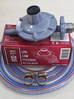 หัวปรับแรงดันต่ำ ลัคกี้เฟลม L-336 รุ่นใหม่ พร้อมสาย 2 เมตร ตัวรัด 2 ตัว