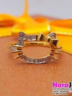 แหวนเพชร น้องแมวเหมียว ประดับเพชรแท้ 0.16 กะรัต (0.16 ct.)