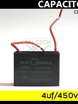 Midia คาปาซิเตอร์พัดลม แคปพัดลม 1.5 ,1.8 ,2 ,2.5 ,3 ,3.5 ,4 , ,5 ,6 ,8 uF 450V CBB61 ตัวเหลียมสีดำ ใช้ได้กับ พัดลม แอร์ ปั้มน้ำ