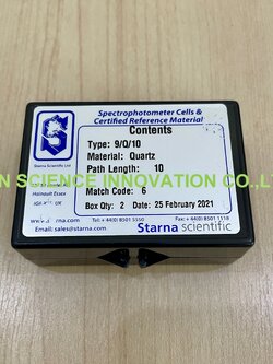 Semi-micro cuvette, Quartz, 10 mm pathlength, 1.4 ml,ยี่ห้อ Starna Scientific/UK (2 pcs/pack) STA-2/9Q/10