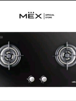 เตาแก๊สฐานกระจก MEX รุ่น V772C Tempered Glass แบบฝังในเฟอร์นิเจอร์ 2 หัวเตา
