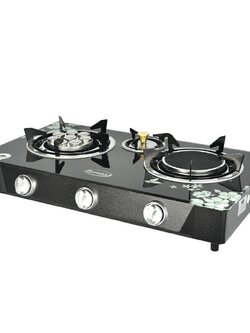 Gmax เตาแก๊สหน้ากระจกสามหัว เตากล่อง เตาตั้งโต๊ะ (หัวเทอร์โบ+หัวอินฟราเรด) รุ่น GL-703IB