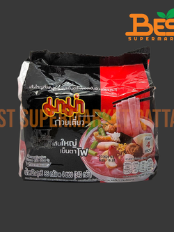 มาม่า เส้นใหญ่กึ่งสำเร็จรูป รสเย็นตาโฟซอสเข้มข้น 4ซอง x 85กรัม.Mama. Instant Flat Noodles Yentafo Sauce Extreme Flavour 4packs x 85g.