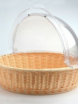 PBB-1 & PBC-1 ตะกร้าพลาสติกสานกลมพร้อมฝาใสเปิด-ปิด 2 ด้าน