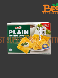 เมจิ ขนมปังกรอบข้าวโอ๊ต เพลน แคร็กเกอร์ 104 กรัม.Meiji Plain Crackers with Oat 104 g.