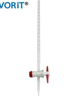 BURETTE GLASS PTFE STOPCOCK CLASS A 25 ML ; 0.05 ML (AMBER SCALE) W/CONICAL CUP,ยี่ห้อ Favorit P806325