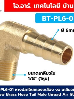 BT-PL หางปลาไหลทองเหลือง งอ เกลียวนอก Elbow Brass Hose Tail Male thread Air fitting หางหนู Barb tails Connector ข้อต่อลม ทองเหลือง เกลียวตัวผู้ งอ