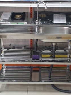 Daimon ตราเพชร ซิงค์ล้างจาน พร้อมก๊อกน้ำ สแตนเลสทั้งตัว ชั้นล่าง 2 ชั้น ขนาด 100x50x77 ซม.