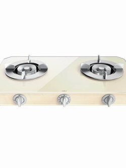 เตาแก๊สชนิดตั้งโต๊ะ ขนาด 72 ซม. สีครีม MEX รุ่น MIN202C ฐานกระจก Tempered glass คุณภาพสูง สีครีม