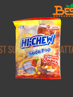 โมรินากะ ไฮ-ชิว ลูกอมเคี้ยวหนึบ กลิ่นเลมอนโซดา 80 กรัม.Morinaga Hi-Chew Soda Pop 80 g.