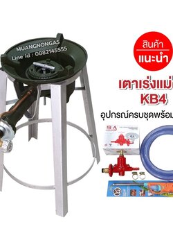 ชุดหัวเตาแม่ค้า หัวเร่ง KB4 ขากลมกลาง สูง 39 ซม.พร้อมหัวปรับเร่ง SCG รุ่น R924 สายอย่างหนา 2 ม. ตัวรัด 2 ตัว ปืนจุดแก๊ส