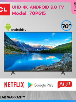 TCL LED 4K UHD ANDROID TV ทีวี ขนาด 70 นิ้ว รุ่น 70P615