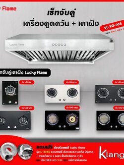 เครื่องดูดควัน รุ่น RG-90S พร้อมเตาฝัง เลือกรุ่นได้ ฟรี หัวปรับเซฟตี้ รุ่น L-325S ครบชุด และท่อเฟล็กซ์ 2 เมตร