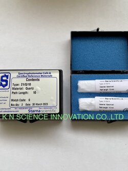 Quartz cuvette(คิวเวท ควอร์ต),STARNA CELLS 21-Q-10 Spectrophotometer Precision Standard Cell with Stopper, 10 mm Path Length, 3.5 mL Maximum Volume, 48 mm H x 12.5 mm W x 12.5 mm ยี่ห้อ Starna Scientific/UK (2 pcs/pack) (โทรสอบถามราคา) STA-2/21Q/10