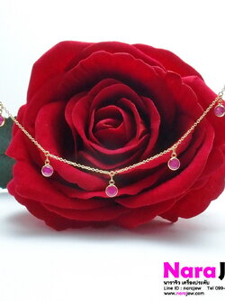 สร้อยคอทับทิมพม่า แบบตุ้งติ้งน่ารักๆ ความยาว 16 ถึง 17 นิ้ว