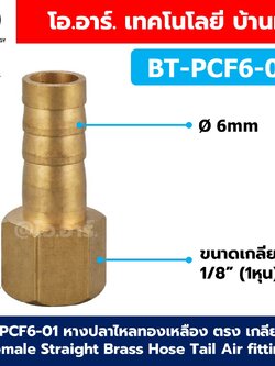 BT-PCF หางปลาไหลทองเหลือง ตรง เกลียวใน Female Straight Brass Hose Tail Air fitting ข้อต่อลมทองเหลือง Barb tails หางปลาไหลเกลียวในตรง หางหนู เกลียวตัวเมีย