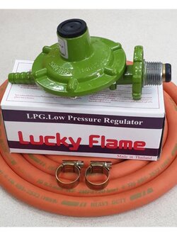 หัวปรับแรงดันต่ำ ลัคกี้เฟลม รุ่น L-326 พร้อมสายแก๊ส NCR คุณภาพสูง มาตรฐาน มอก. 2 เมตร ตัวรัดสาย 2 ตัว