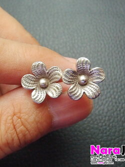 ต่างหูเงินแท้ 925 ต่างหูดอกไม้ งาน Handmade ใส่สวยเต็มหู
