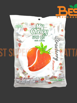 มายชูวี่ ลูกอมเคี้ยวหนึบกลิ่นสตรอเบอร์รี่ 360 กรัม.My Chewy Brand My Chewy Milk Candy Strawberry Flavour 360 g.