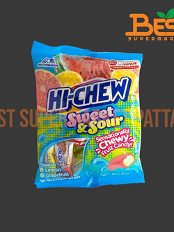โมรินากะ ไฮ-ชิว ลูกอมเคี้ยวหนึบ รสแตงโม รสเลมอนและรสเกรปฟรุต 90 กรัม.Morinaga Hi-Chew Sweet And Sour 90 g.