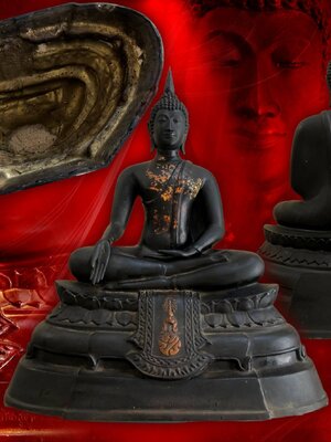 พระบูชา ภปร. 2508 วัดบวรนิเวศวิหาร ขนาดหน้าตัก 9 นิ้ว บล๊อคเสริมยุคแรกๆ และพิธีมหาพุทธาภิเษกยิ่งใหญ่ 3 ครั้ง 3 วัน ณ วัดบวรนิเวศวิหาร