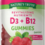Nature's Truth Vitamin D3 + B12 60 gummies วิตามินดี3 + วิตามินบี12 แบบกัมมี่ gummy รสสตอเบอรี่ธรรมชาติ อร่อย ทานง่าย