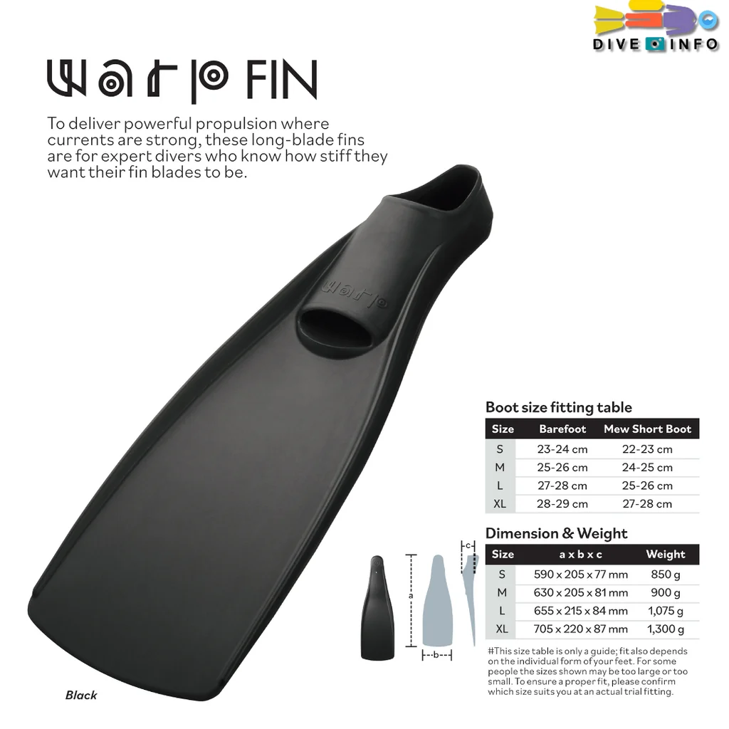 GULL - Fin Warp, Long-blade, Full foot fins (ฟินดำน้ำ)