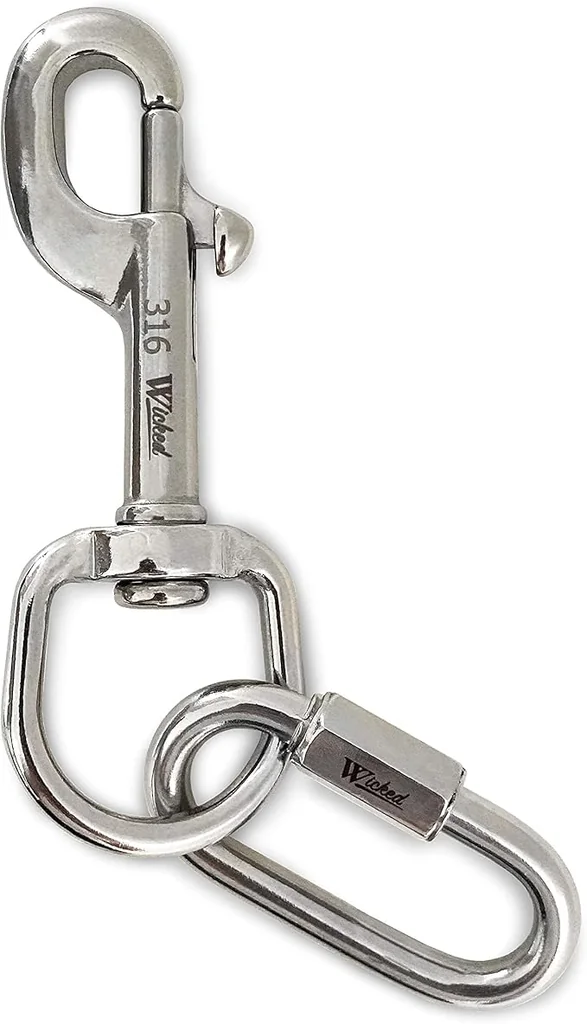 WICKED - Single Snap Hook (SS316) - 107mm with M6 Quick link (ตะขอเกี่ยว สำหรับอุปกรณ์ดำน้ำ ไม่เป็นสนิม) WICKED - Single Snap Hook (SS316) - 107mm with M6 Quick link (ตะขอเกี่ยว สำหรับอุปกรณ์ดำน้ำ ไม่เป็นสนิม)