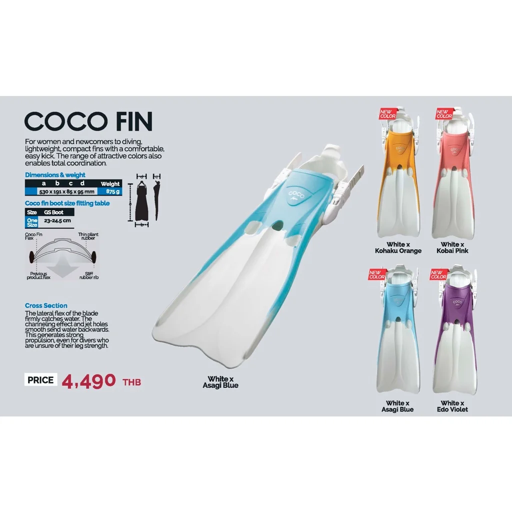 GULL - Coco fins , Fin Open Heels ตีนกบดำน้ำ รุ่น โคโค่