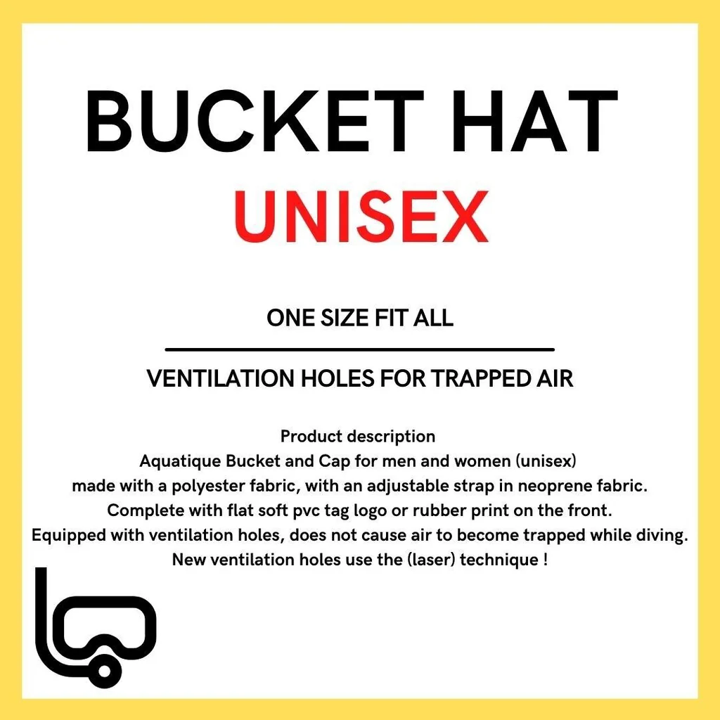 AQUATIQUE - Hat หมวกดำน้ำ หมวกสำหรับกีฬาทางน้ำ พร้อมสายรัดคางกันหลุด Bucket Hat, Cap, Surf, Diving Hat