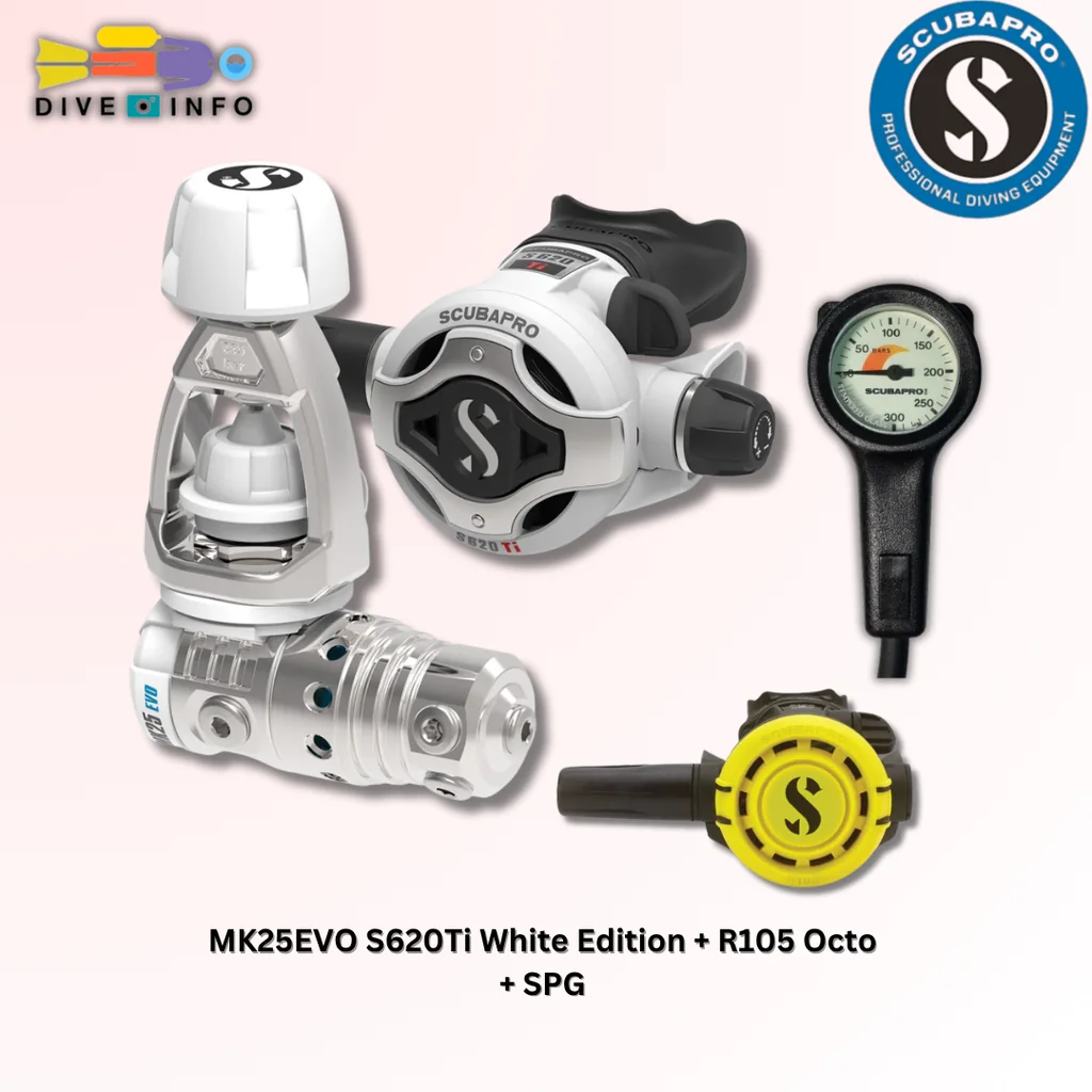 SCUBAPRO - MK25EVO S620Ti White Edition (Regulator Set) (อุปกรณ์ดำน้ำ) SCUBAPRO - MK25EVO S620Ti White Edition (Regulator Set) (อุปกรณ์ดำน้ำ)
