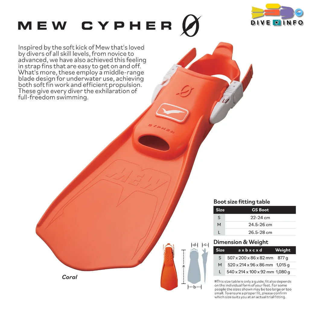 GULL - Fin MEW CYPHER Open Heel Fin (ตีนกบ อุปกรณ์ดำน้ำ)